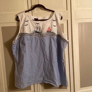 Adorable Talbots woman 3X sleeveless top nautical themed